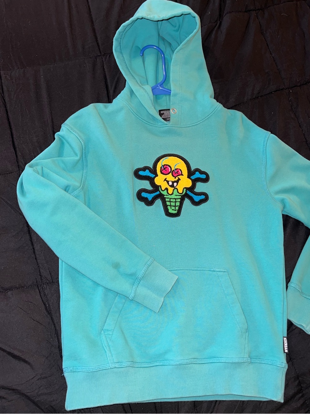 Icecream Aqua Men (unisex) Hoodie with Ice Cream Skull Patch